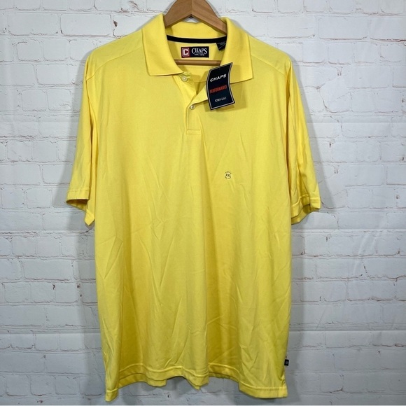 Chaps Performance Polo Shirt Mens XXL Bright Yellow Short Sleeve NWT - Picture 1 of 12